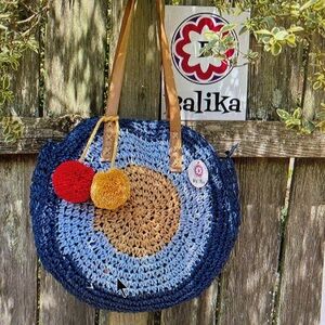 Evil Eye Straw Tote Bag